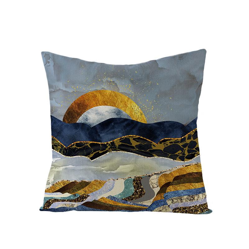 Home Decoration Supplies Landscape Painting Polyester Pillow Cover Home Geometric Abstract Sofa Cushion Cover