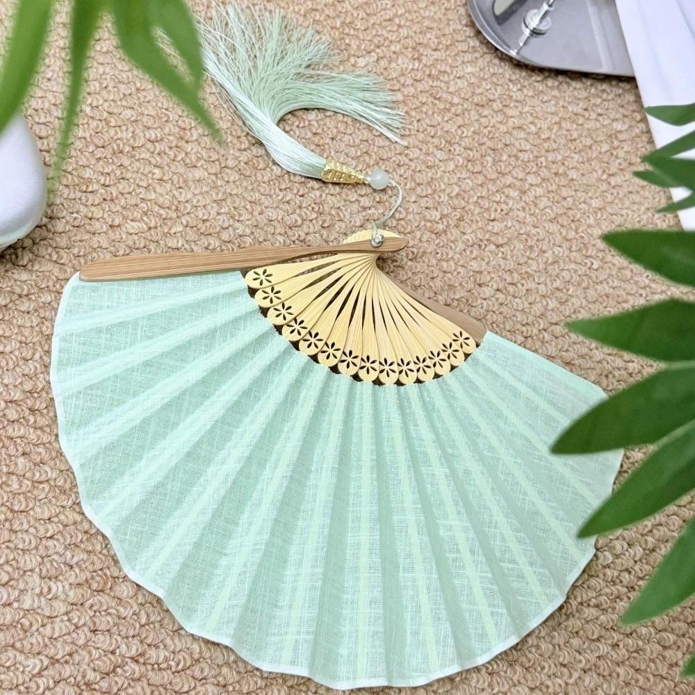 Grön Hopfällbar Handfläkt Retro Mini Handfläkt Elegant Snäckskalsformad Fläkt Unisex