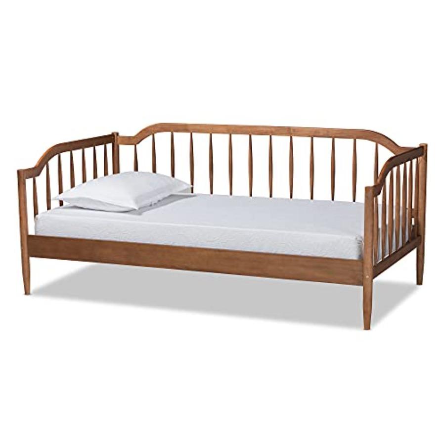 Parson Classic Mid-Century Modern Walnut Brown Finished Wood Twin Size Daybed