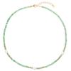 GEMCHIC Women's Natural Green Aventurine Beaded Necklace with Freshwater Pearls Ethnic Style Gold Chain Choker