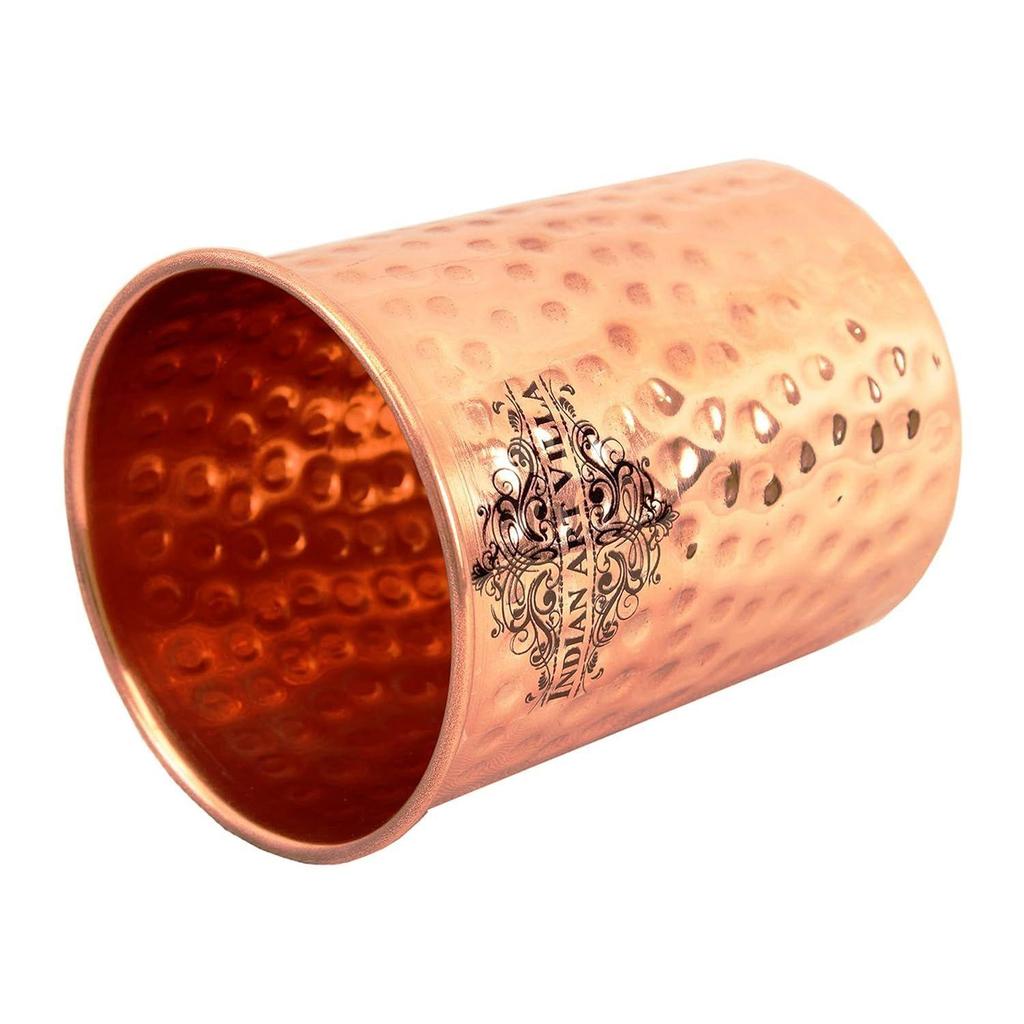 Pure Copper Drinkware Gift Set of Hammered Design 1 Bottle & 2 Glass with Gift Box, Gift Item for Diwali, Bottle-750 Ml & Glass-300 Ml