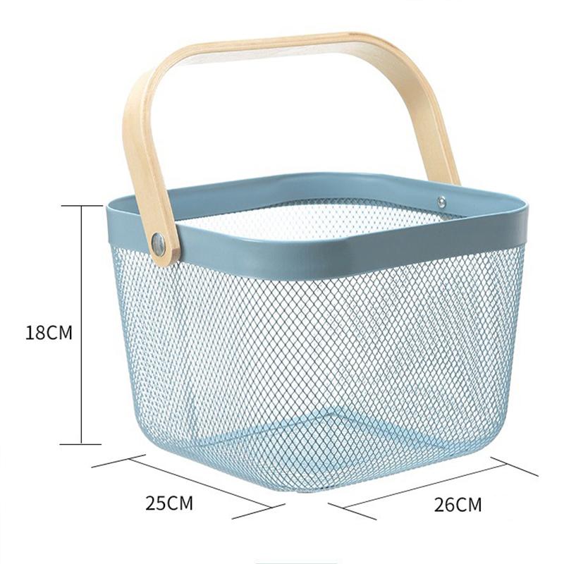 Fruit Colander Metal Material Comfortable Portable Handle Wear Resistant Practical Vegetable Drain Basket for Kitchen