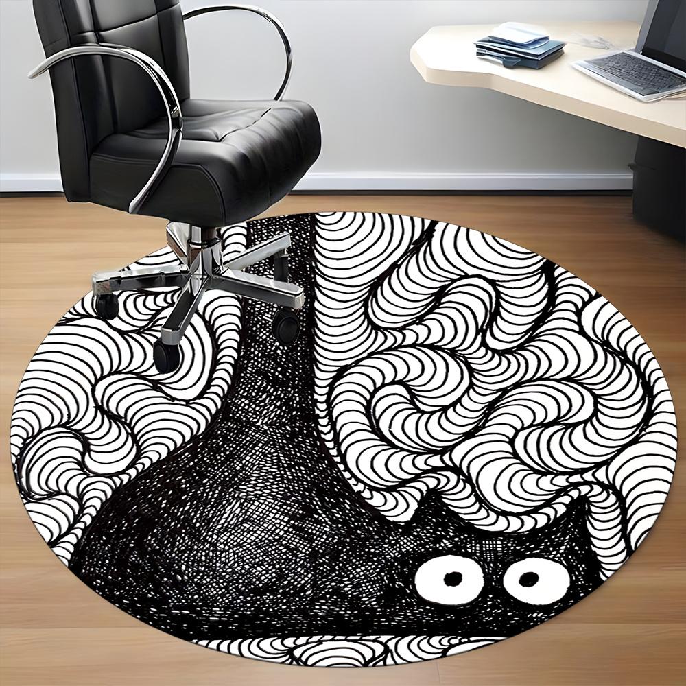 1pc Whimsical Cat Pattern Office Round Area Rug, Indoor Mat Suitable ForOffice, Under Office Chairs Bedroom Living Room Home Decor, Room Deco 042
