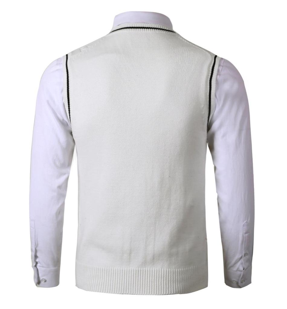 Męska dzianinowa kamizelka bez rękawów z dekoltem w serek - Rozmiar duży, Casualowa, pogrubiona kamizelka