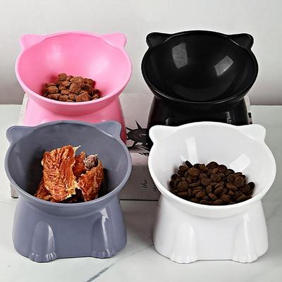 High Foot Pet Bowl Raised Tilted Cat Bowl Washable Plastic Combination Anti Tipping Drinking Water Non Slip for Cats Dogs
