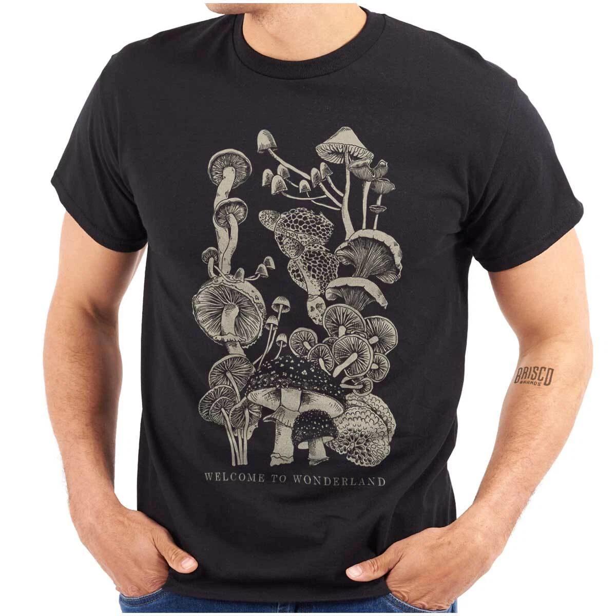 Cool Welcome To Wonderland Mushroom Mycology Womens or Mens Crewneck T Shirt Tee M