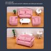 3Pcs   Sofa Set Pine Cloth Double Sofa 2 Single Sofa Light Color Strip  ature Sofa for 1:12 Doll House
