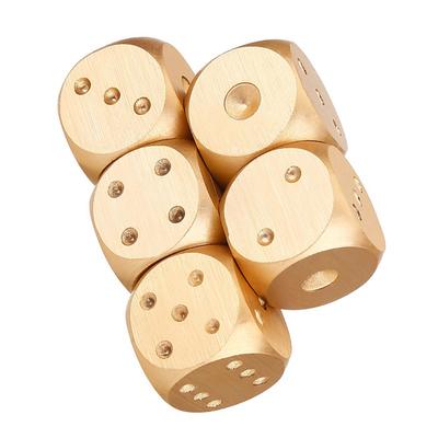 5pcs Aluminium Alloy Table Game Poker Games Dices Set with Storage Box (Gold Square Box)