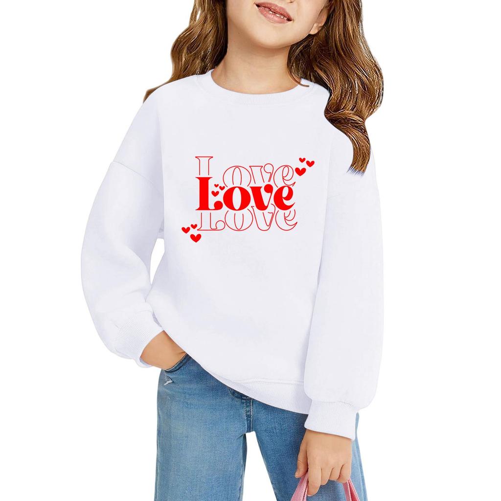 Mädchen Rundhals-Pullover für Kinder Bedruckte Baby-Oberteile Valentinstag