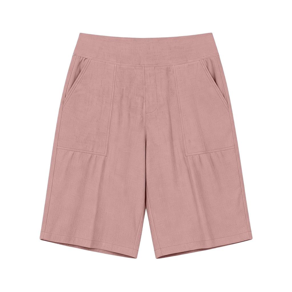 Sommer 2026 High Waist Baumwoll-Leinen Lässige Lockere Shorts mit Taschen