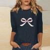 Women's O-neck 3/4 Sleeve  Print Top