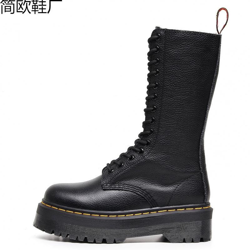

Medium and thick bottom lychee pattern locomotive boots women s hole British first layer short boots men s and women s leather boots round head 48