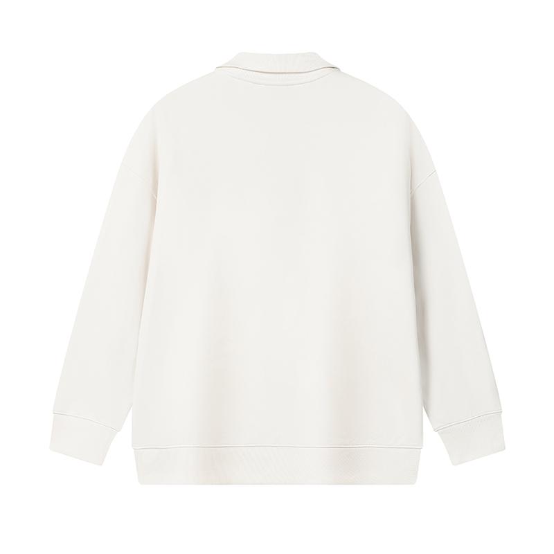 FILA Original Half-Zip Classic Vintage Simple Casual Comfortable Sweatshirt Unisex sweatshirt Steam-White F51U619204FIV