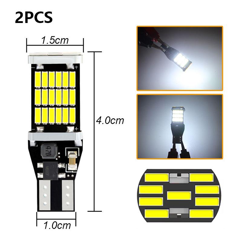 2Pcs Super Bright T15 W16W Car Led Lights Canbus No Error 4014SMD For Car Accessories Interior Lamps Tail Reverse Lights 12V