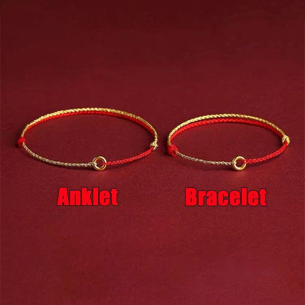 Charm Ping Buckle Red Rope Chinese Zodiac Year Charms Bangles Anklet for Friend Lovers