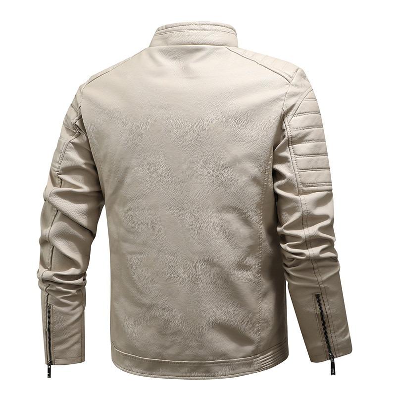 Men S Vintage Pu Leather Jacket Fleece Lined Thick Outerwear