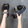 fashion Summer High Platform Women Sandals Slip-On 7 CM Wedges Bling Shoes Fashion 2024 Outside Chunky Sandals Beach Casual Slides Woman