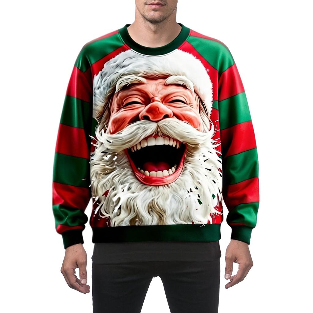 Men's Christmas Printed Round-neck Sweatshirt, Men's Fashionable Casual Pullover, Christmas Long-sleeved Sweatshirt