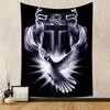 Hands,Holding,Crown,of,Thorns,Cross,Dove,Spiritual,Black,White,Glowing,Patterned Tapestry for Bedroom and Living Room Home Decor Sofas