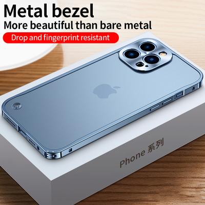 Lussuosa Custodia in Alluminio con Protezione Obiettivo con Cornice in Metallo per Iphone 13 Pro 14 Pro Max 12 Pro Max 11 Cover Traslucida Opaca
