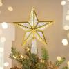 Glitter Shining Christmas Tree Topper Five-pointed Star Glowing Star Light  Home Decor