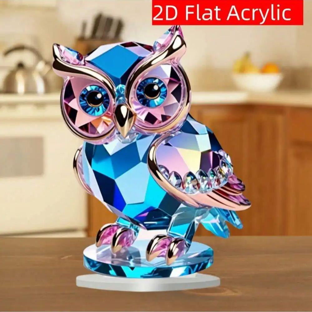 1 Cute Crystal Plastic Owl Desktop Decoration 15cm X 15cm Animal Themed Home Decor Ornament Practical And Convenient