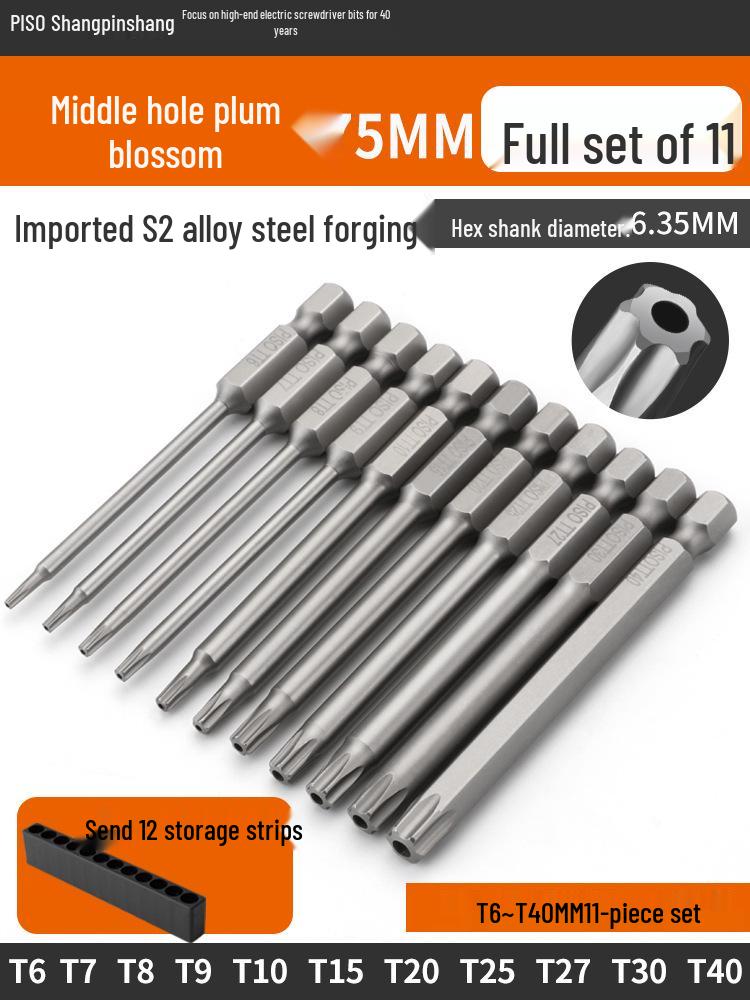 Hex Socket Air Impact Driver Bit Set: 1/4 Extended Wrench, Sizes 6T-30T, Electric Screwdriver, Strong Magnetic