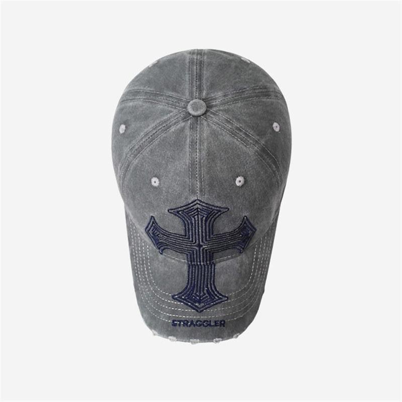 Embroidered Cross Baseball Cap for Men Women Vintage Design Sun Hat Hip Hop Fashion Caps GZW