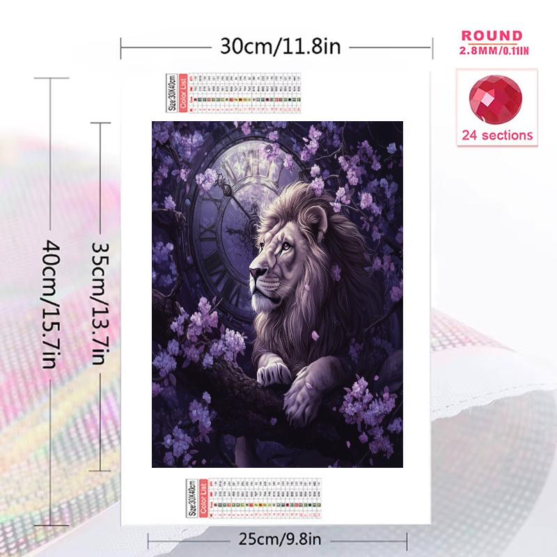 Lion Pattern 3pcs 100% Round Full Drill 5D DIY Diamond Painting Embroidery Cross Stitch Rhinestone Décor
