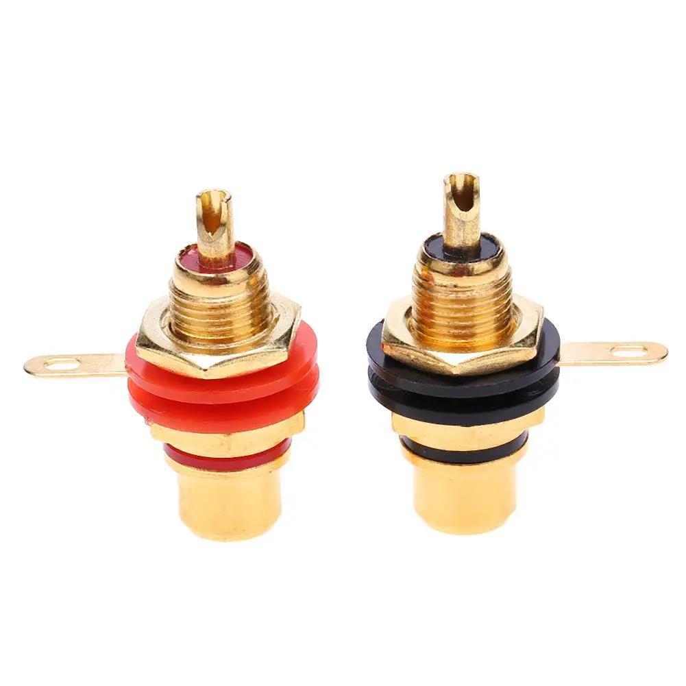 2-16pcs Chassis Panel Mount Adapter Zinc Alloy Gold Plating Female RCA Jack Connector Accessories RCA Female Plug Audio Socket