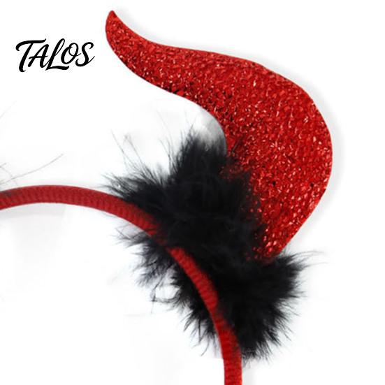 Three Pronged Cane Prop Halloween Red Devil Costume, Glitter Horn Headband And Trident Costume Accessories for Cosplay, Masquerade Party Performance