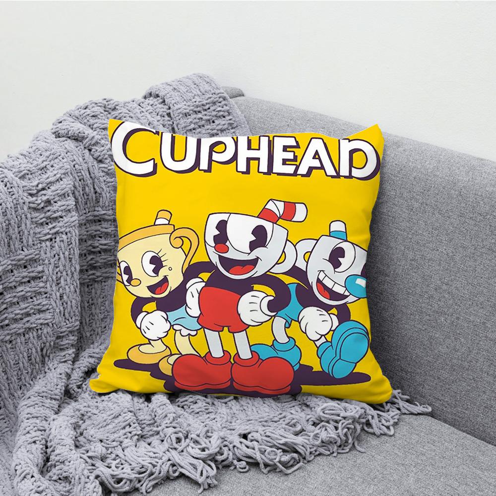 משחק שיתופי לשני שחקנים C-Cuphead ציפית לכרית מקרה כרית רך לקישוט ספה בסגנון חוות קישוטים לבית ומגן ציפית לכרית
