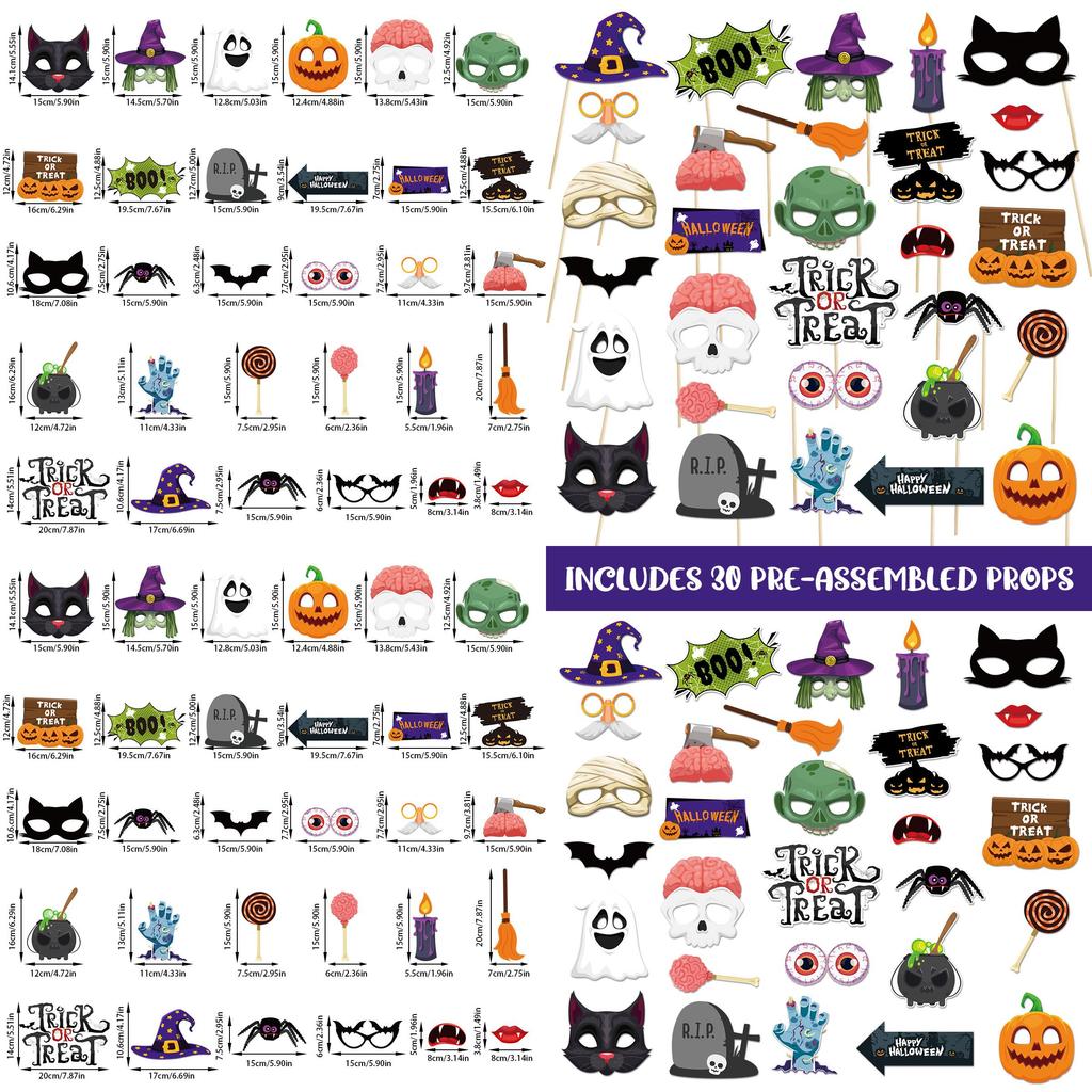 Halloween Party Props 30pcs Paper Photo Booth Decorations For Event Setup