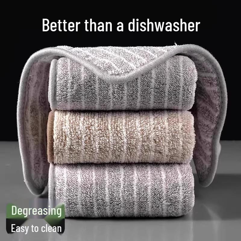 Coral Fleece Wave Pattern Scouring Pads - Water-Absorbing Dishwashing and Cleaning Cloths