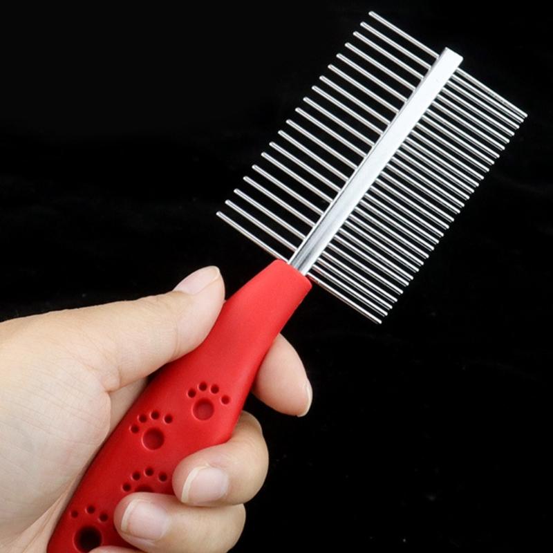 Pet Hair Comb Gentle Deshedding Comb Ergonomic Handle Pet Comb Cats Grooming Supplies for Pet Owners Metal