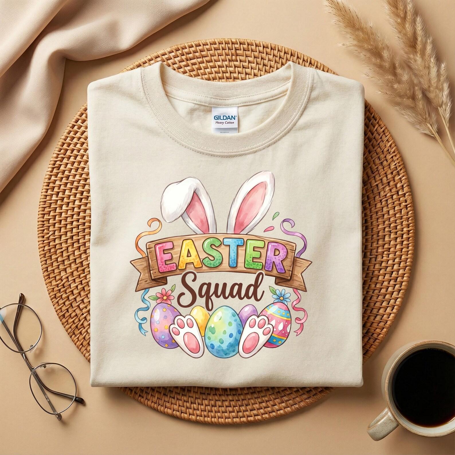 Easter Squad Bunny Shirt, Cute Easter Bunny T-Shirt, Easter Family Matching Tee, Easter Egg Hunt Shirt, Spring Holiday Shirt L