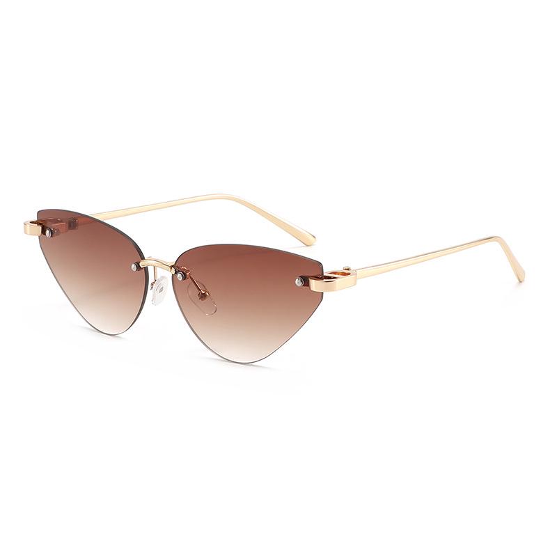 2026 Stylish Retro Cat Eye Rimless Sunglasses - Triangular Design, High-End Look, UV Protection for Women