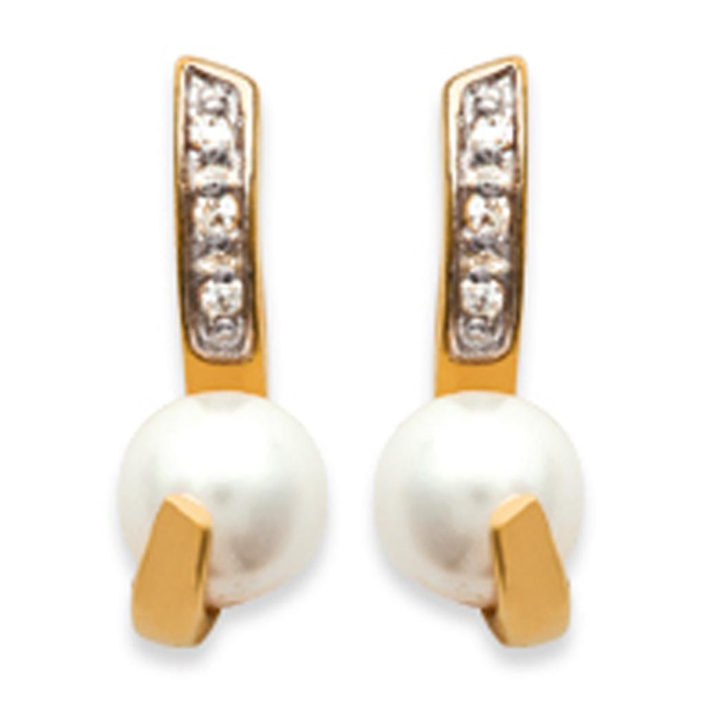 Les Trésors De Lily [C9430] - Gold Plated 'Catherine' White Gold Earrings - 13x4 Mm