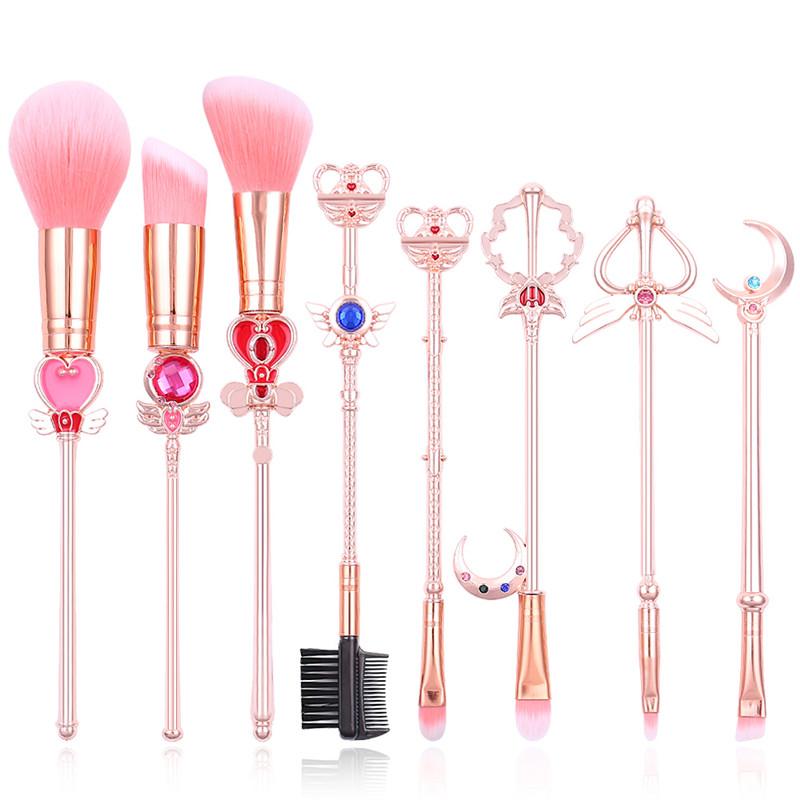 8pcs Anime Sailor Moon Makeup Brushes Set lady Girl Fashion Brushes Foundation Cosmetic Eyebrow Eyeshadow Brush Tool Pincel