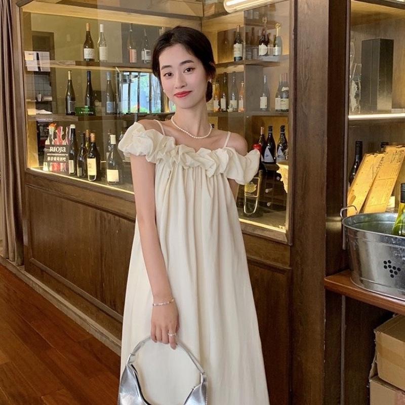 

French Off-Shoulder Summer Sling Dress - Retro Slimming Design One Size
