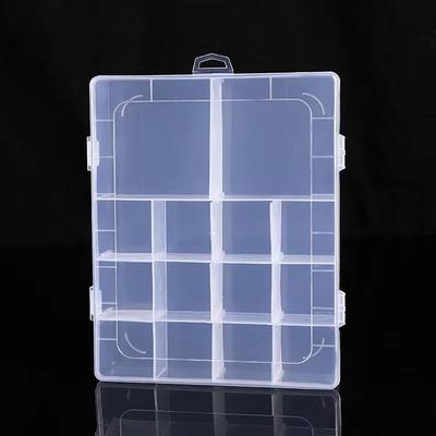 1 st Transparent Plast Förvaringslåda Smycken Knappar Verktyg Förvaring Displaylåda Behållare Låda Justerbar 14 Fack