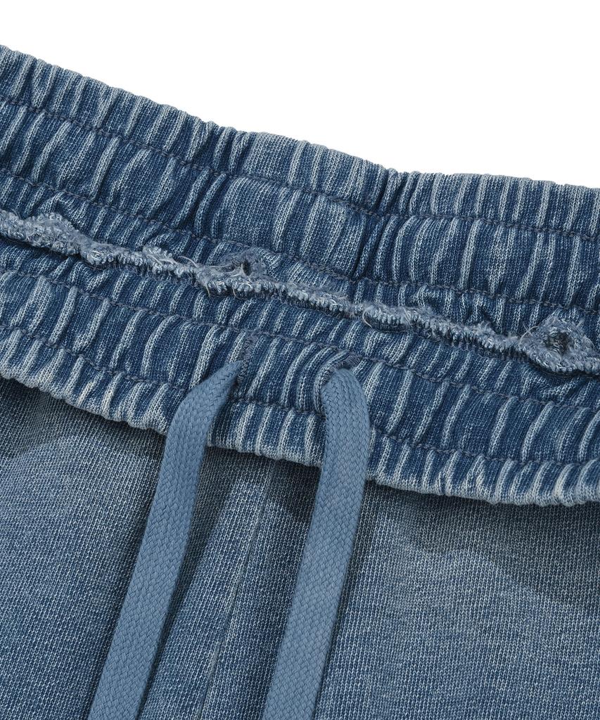 WACKY WILLY Women'S Washed Denim Semi-Wide Cargo Pants Blue