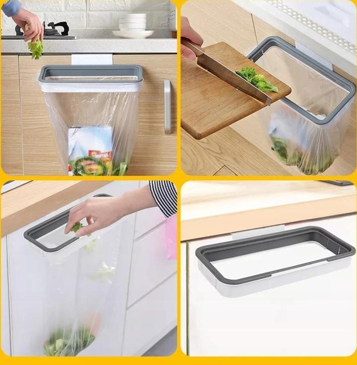 Kitchen Garbage Holder 3-In-1 Bag Garbage Bin Gray