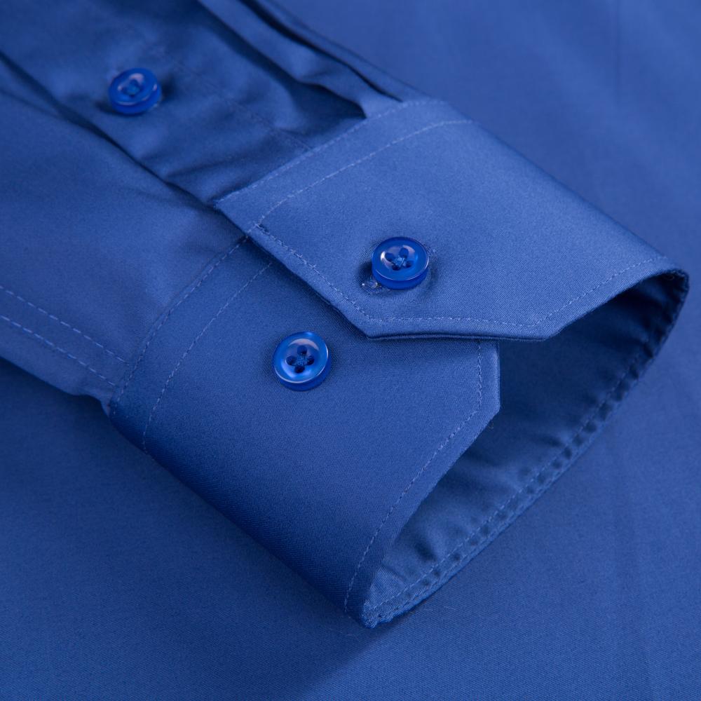 Men's Spread Collar with Hidden Button Mercerized Cotton Non-Iron Dress Shirt with Chest Pocket Long Sleeve Solid Business Office Wear