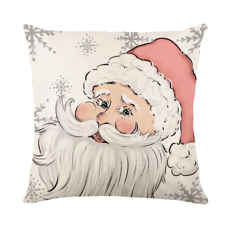 Santa Pillow Christmas Pillow Cover Home Sofa Decoration Linen Printed Cushion Cover