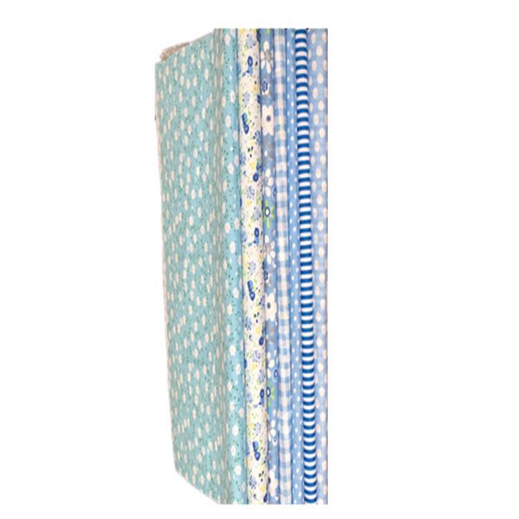 Set Material Bumbac Pur Floral Albastru - 25*25 pentru Măști DIY