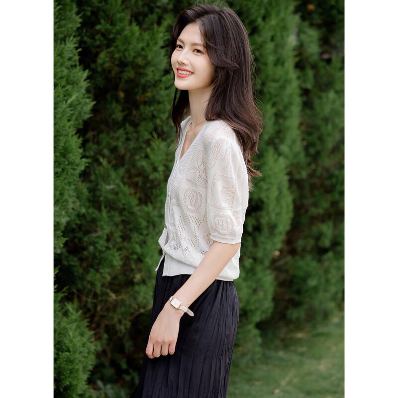 Mokana Damen V-Ausschnitt Kurzarm Stricktop