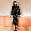 Womens Winter Velvet Qipao Dress With Wide Sleeves Retro Chinese Style Long Sleeve Coat Cold Weather