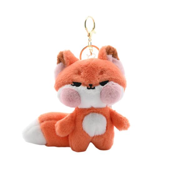 Plüsch Fuchs mit rosa Wangen Schlüsselanhänger Stofftier Puppe Schlüsselringhalter