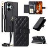 Crossbody Leather Case for Xiaomi Redmi 13 5G/4G/Poco M6 Plus 5G/Poco M6 4G/Redmi Note 13R 5G Rhombus Mobile Cover